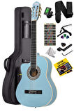 Midex MGX-101LTB Üst Kalite SOLAK Klasik Gitar Açık Mavi Sap Ayarlı 4/4 Yetişkin
