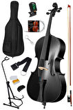 Midex GT-124BK-PAK Profesyonel Üst Kalite Siyah Çello Viyolonsel Full Set