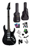 Midex RPH-320BK Siyah Renk Super Strat Kasa HSS Elektro Gitar Seti