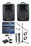  Lastvoice Ample Center-Paket-2 Aktif hoparlör ve Mixer Full Ses Sistemi Seti