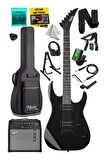Midex Crade-50AMP Black Rosewood Super Strat Kasa HH Yüksek Kaliteli 50W Amfili Elektro Gitar Seti