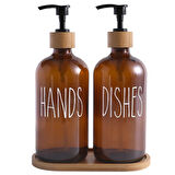 Mien 2 li Amber Bambu Standlı Hands&dishes Sıvı Sabunluk Seti 2069701-O