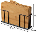 Bambu Standlı Kesme Tahtası 4lü Set - M7B11