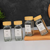 12 li Mien Bambu Kapaklı Cam Baharatlık Seti 120ml 7119008