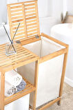 Digithome Bambu 3 Raflı Kumaş Sepetli Banyo Düzenleyici Kirli Çamaşır Sepeti D/8 JW-22750 C1-1-289
