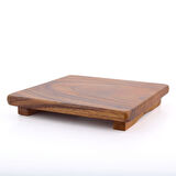 Akasya Ağacından Kare Ahşap Sunumluk Pasta Servis Tabağı 25.4x25.4x4.5 CM