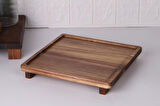 Atby Akasya Doğal Ahşap Ayaklı Kare Sunum Tepsisi Kahvaltı Peynir Meze Servis Tahtası 26x26cm