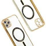 iPhone 11 Pro Max Kılıf Magsafe Özellikli Gold Seri Lazer Silikon Kapak