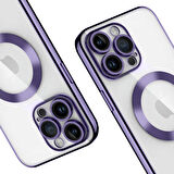 iPhone 15 Pro Kılıf Magsafe Özellikli Metal Lazer Silikon Kapak