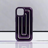 iPhone 14 Pro Max Rudra Seri Labirent Desen 3D Metalik Silikon Kapak