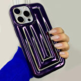 iPhone 14 Pro Max Rudra Seri Labirent Desen 3D Metalik Silikon Kapak