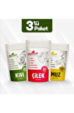 Dondurularak Kurutulmuş Meyve 3'lü Set 1 (Çilek 15g, Muz 30g, Kivi 20g)