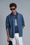 Nally Modern Grafik T- Shirt Koyu Saks
