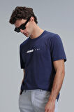 Kane Modern Grafik T- Shirt Açık Lacivert