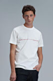 Lufian Erkek Carlos Modern Grafik T-Shirt 111020211 Kırık Beyaz