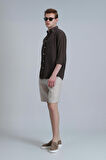 Peler Spor Erkek Chino Şort Slim Fit Bej