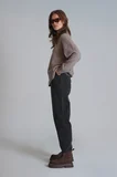 Lıly Kadın Denim Mom Fıt- Yüksek Bel Siyah
