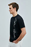 Lufian Erkek Justın Modern Grafik T-Shirt 111020231 Siyah