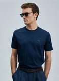 LUFIAN Bisiklet Yaka Lacivert Erkek T-Shirt BRAN