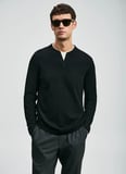 Lufian Bisiklet Yaka Slim Fit Siyah Erkek Kazak ZEN