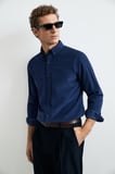 Drew Erkek Basic Gömlek Regular Fit Koyu Mavi