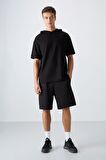 Tommy Life Siyah Erkek Kapüşonlu Oversize T-shirt 88352 