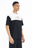 Tommy Life Erkek Siyah Oversize İnterlok T-shirt  88225 
