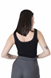 Looksense Kadın Kaşkorse Dantelli Kalın Askılı Crop 4004  