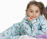  kız düğmeli pijama takımı prenses peri model uzun kolu