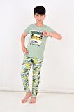 erkek çocuk kısa kollu pijama takımı california yeşil