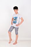 erkek çocuk kısa kollu pijama takımı game changer gri