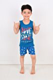 erkek çocuk askılı pijama takımı cool dude petrol 