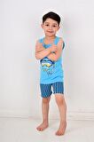 erkek çocuk askılı pijama takımı scuba mavi