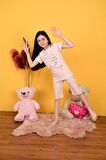 kız çocuk kapri pijama takımı happy day somon