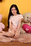 kız çocuk kapri pijama takımı happy day somon