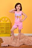 kız çocuk askılı pijama takımı cool sweety pembe