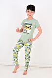 erkek çocuk kısa kollu pijama takımı california yeşil