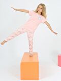 Kız Çocuk Kısa Kollu %100 Pamuklu Düğme Detaylı Rainbow Pijama Takımı Nar