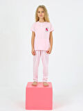 Kız Çocuk Kısa Kollu %100 Pamuklu Strawberry Pijama Takımı Pembe