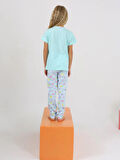 Kız Çocuk Kısa Kollu %100 Pamuklu Düğme Detaylı Little Dreamer Pijama Takımı Yeşil