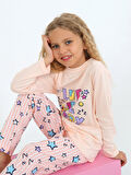 Kız Çocuk Uzun Kollu %100 Pamuklu Pijama Takımı Happy Life