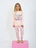 Kız Çocuk Uzun Kollu %100 Pamuklu Pijama Takımı Happy Life