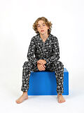 Erkek Çocuk Uzun Kollu %100 Pamuklu Düğmeli Pijama Takımı Arma Uzun