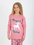 Kız Çocuk Uzun Kollu %100 Pamuklu Pijama Takımı Magical Horse