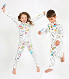 Uzun Kollu Özel Kalem Hediye BOYANABİLİR Kız Erkek Çocuk Pijama Takımı (Yıkama Sonrası Leke Bırakmaz)