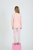 Kız Çocuk Uzun Kollu %100 Pamuklu Pijama Takımı Happy Heart Somon