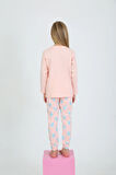 Kız Çocuk Uzun Kollu %100 Pamuklu Pijama Takımı Happy Heart Somon