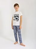 Erkek Çocuk Kısa Kollu %100 Pamuklu Pijama Takımı Go Space