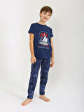 Erkek Çocuk Kısa Kollu %100 Pamuklu Pijama Takımı Sail