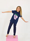 Kız Çocuk Kısa Kollu %100 Pamuklu Pijama Takımı Cute Love